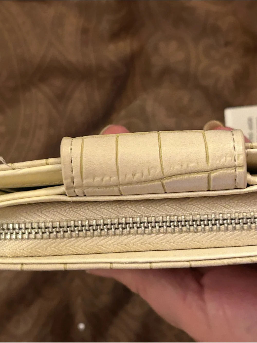 French Connection Cream Croc-Embossed Phone Wallet Case